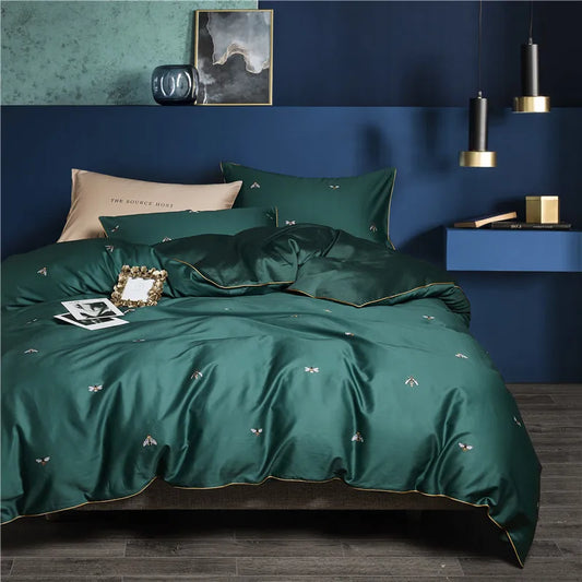 'Teal' Luxury Cotton Bedding Duvet Cover Set