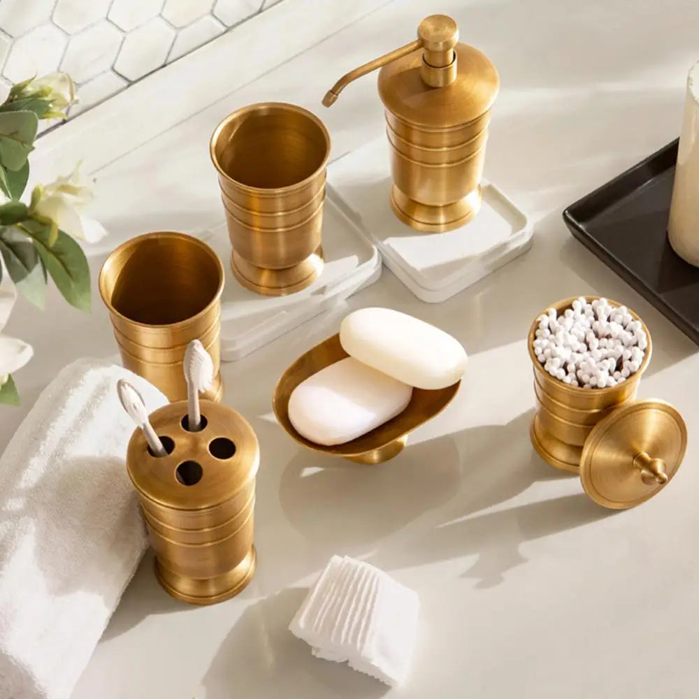 Matching Bathroom Sets - Elegant Copper Soap & Toothbrush Holders