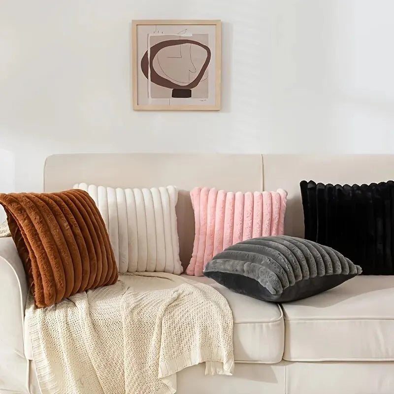 Stripe Corduroy Pillow Case - Plush Cushion Cover for Home Decor