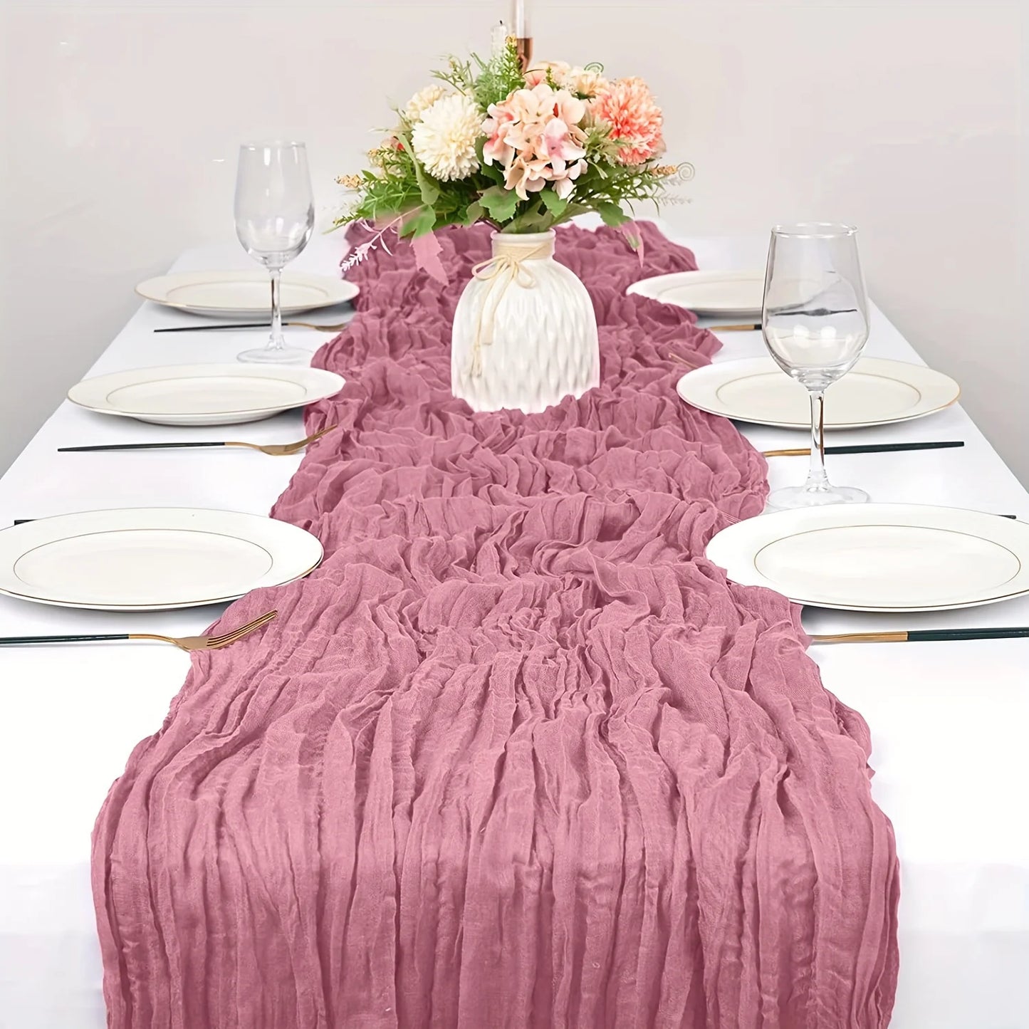 Boho Style Cheesecloth Table Runner