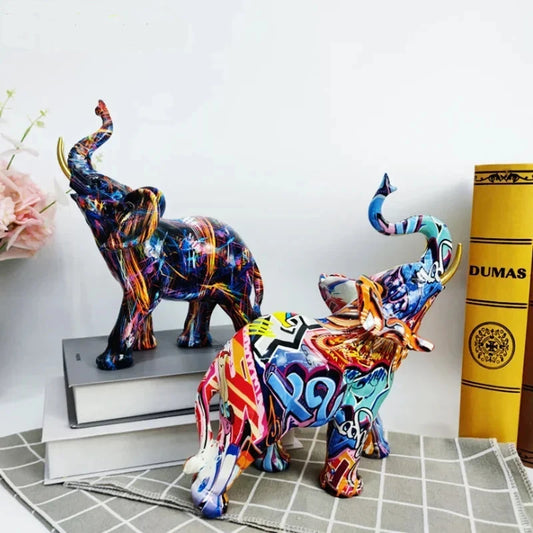 Graffiti Elephant Figurine