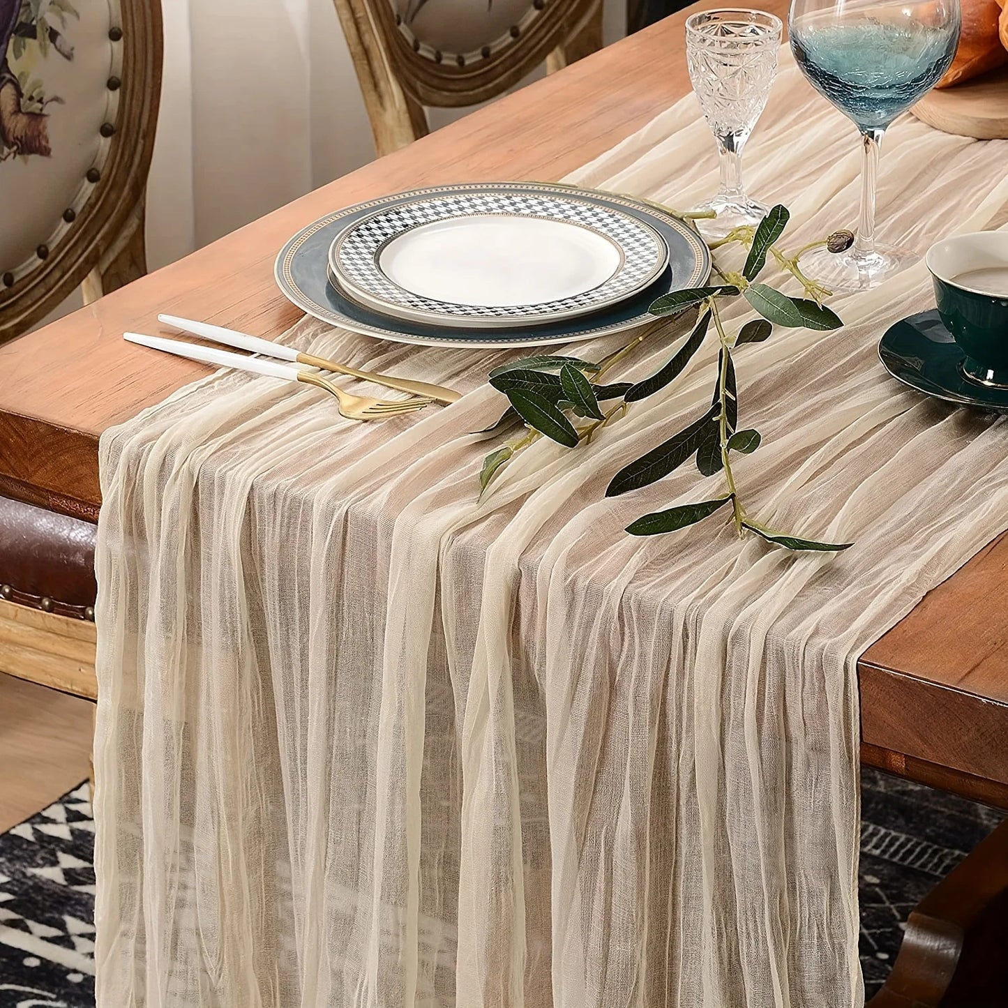 Boho Style Cheesecloth Table Runner