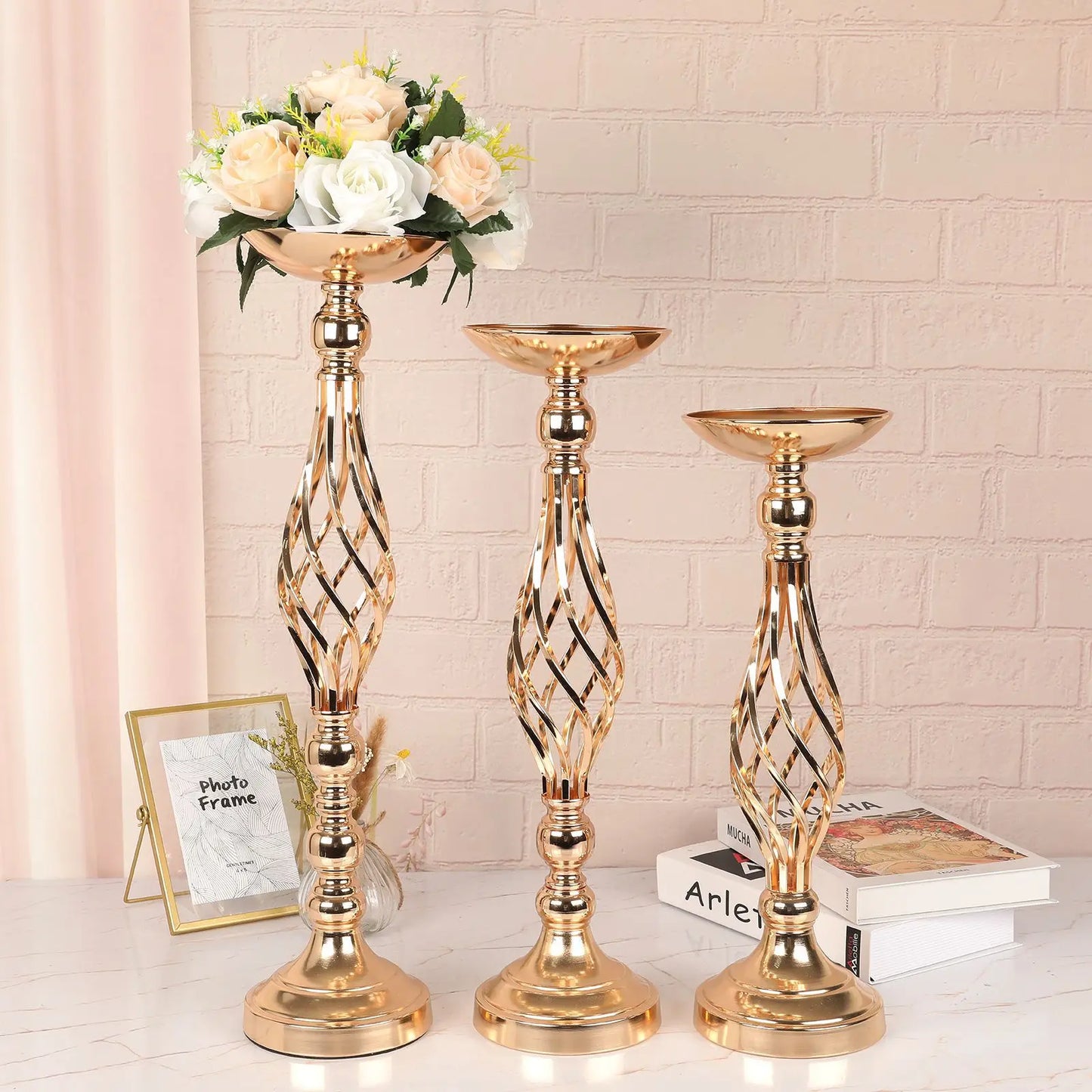 Golden Iron Art Vase Candle Holder