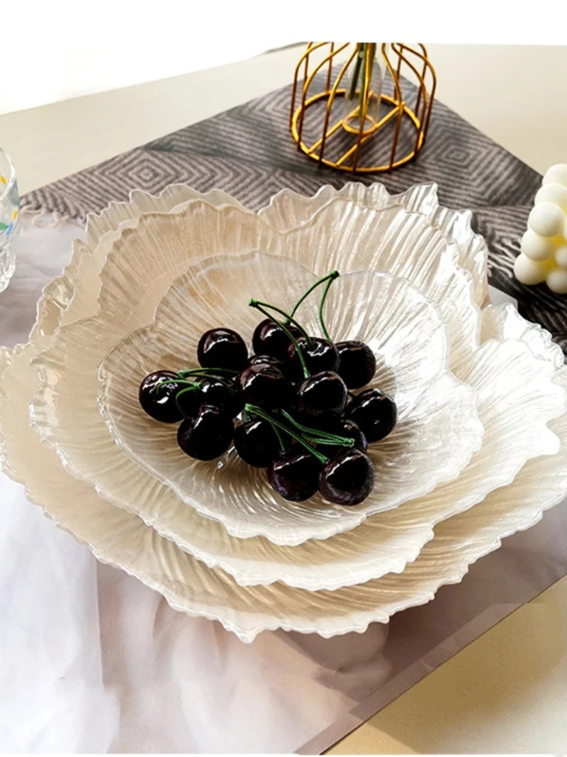 Luxury Floral Glass Plate - Dinner & Jewelry Tray